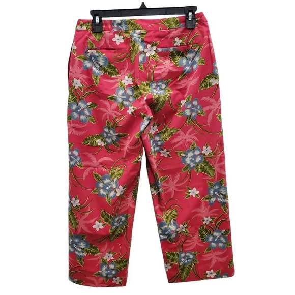 Tommy Bahama Women's Pink Tropical High Waist Cropped Casual Capris‎ Size 4 - Picture 4 of 4